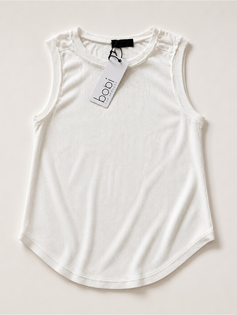 bobi White Ribbed Tank Top